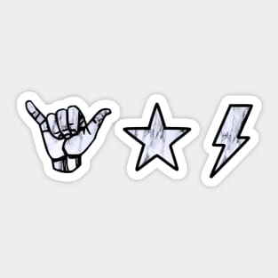 marble shaka, star and lightning sticker pack Sticker